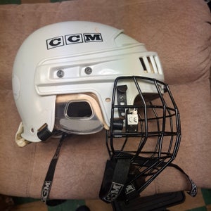 CCM HT2 Helmet white medium / large with cage (Used)