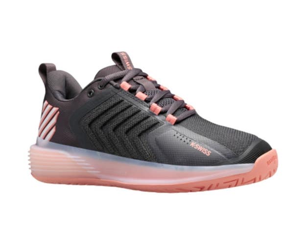 *NIB* WOMEN'S K-SWISS ULTRASHOT 3 TENNIS SHOES (ASPHALT/PEACH) #96988-007