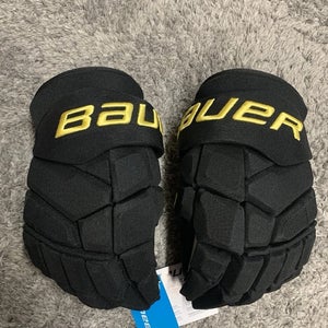 Bauer Supreme Mach Pro Stock Hockey Gloves 14" Canucks Skate Logo Black/Yellow