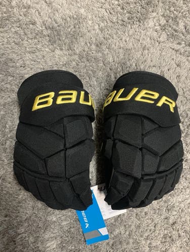Bauer Supreme Mach Pro Stock Hockey Gloves 14" Canucks Skate Logo Black/Yellow