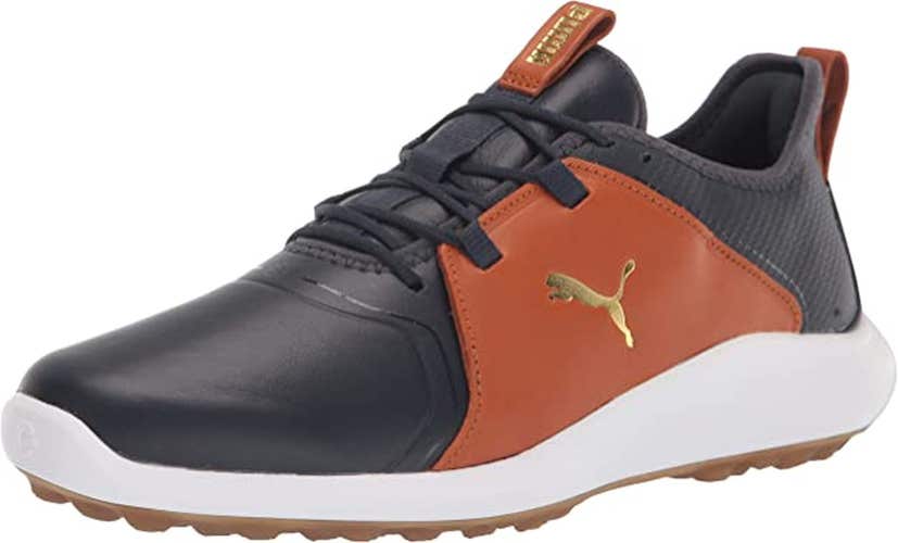 Puma Ignite Fasten8 Crafted Shoes (Navy/Gold/Leather Brown, 11.5, Medium) NEW