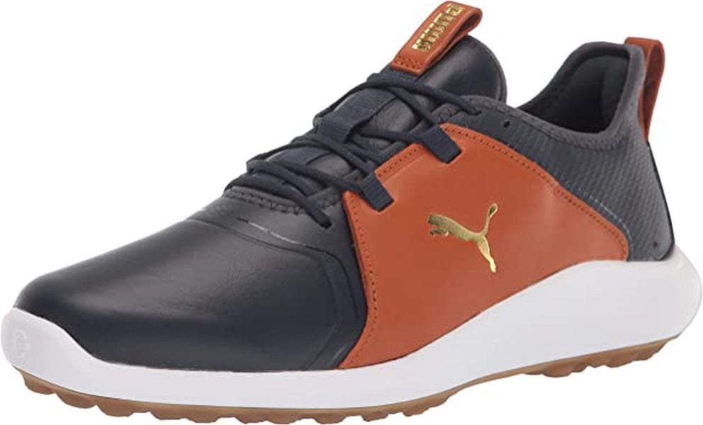 Puma Ignite Fasten8 Crafted Shoes (Navy/Gold/Leather Brown, 11.5, Medium) NEW