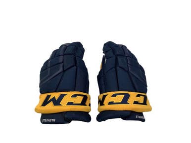 Used CCM NASHVILLE PRO Senior Gloves Navy Blue And Yellow 13" 11347-S000257433