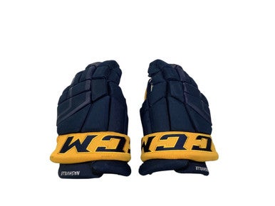 Used CCM NASHVILLE PRO Senior Gloves Navy Blue And Yellow 13" 11347-S000257433