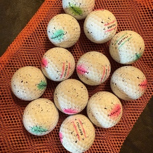12 Near Mint (AAAA) Maxfli Softfli Golf Balls Assorted Graffiti w/Mesh Bag