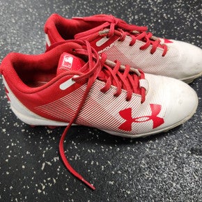 Used Under Armour LEADOFF BB/SB Cleats Red And White Junior 05.5 11849-S000032705