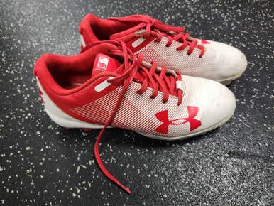 Used Under Armour LEADOFF BB/SB Cleats Red And White Junior 05.5 11849-S000032705