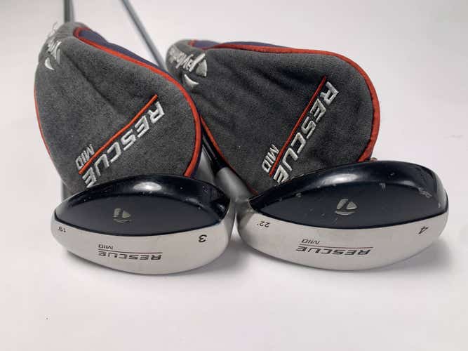 TaylorMade Rescue Mid 3 & 4 Hybrid Set 19* 22* Regular Graphite & Steel Mens RH