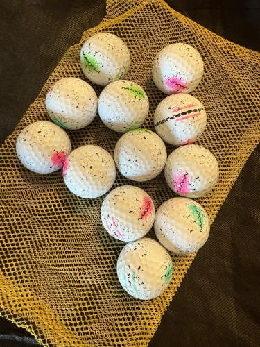 12 Near Mint (AAAA) Maxfli Softfli Golf Balls Assorted Graffiti w/Mesh Bag