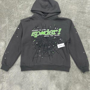 Spider Worldwide Men's Grey and Green Hoodie, Size Medium (Will accept offers)