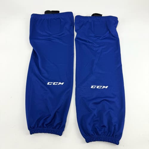Used Royal Blue CCM Socks With Velcro | Adult | E177