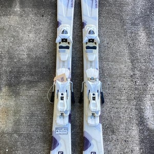 Used Women's Salomon White 143 cm Skis | SL10 Bindings | Max DIN 10