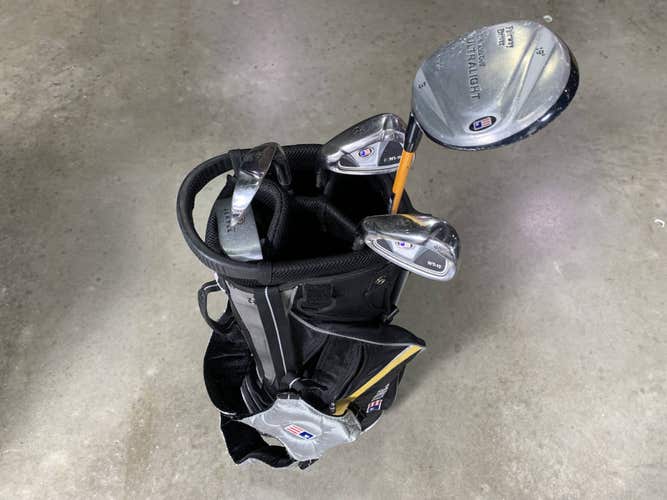 U.S. Kids Ultralight WT-10 Club Set 3W 6 & 8 PW Putter 63" Yellow Junior LH +Bag