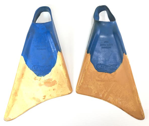 Churchill Makapuu Swim Fins Medium Blue Yellow Boogie board, Body board Flippers