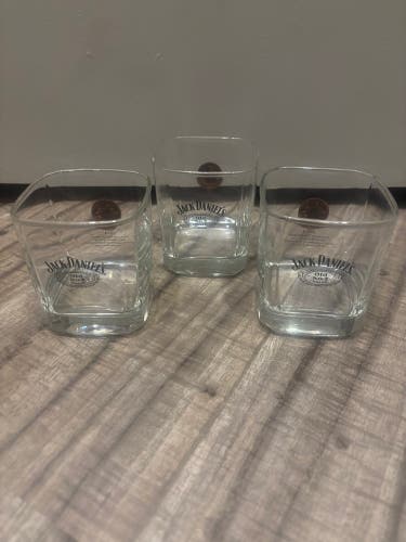 Jack Daniels Old No 7 Brand Whiskey Glasses Lot of 3