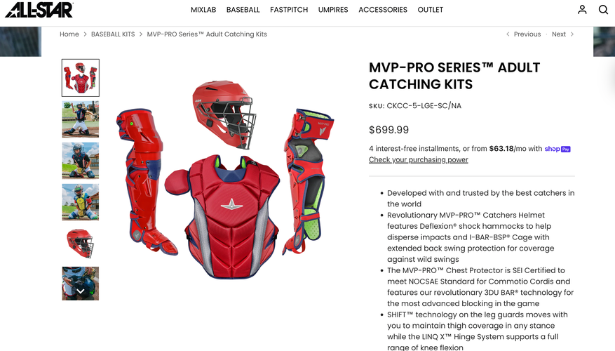 All Star MVP Pro Series Scarlet/Navy (No Helmet)