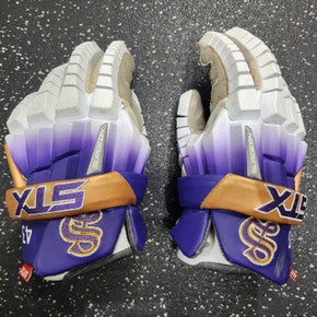 Used STX SURGEON RZR Sewanee lacrosse Gloves Mens Purple And White 13" 11849-S000032468