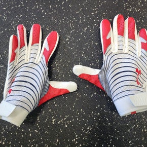 Used Under Armour BLUR FB Gloves Red And White XL 11849-S000032518