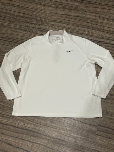 Nike Dri Fit 1/4 Zip Pullover Sweatshirt Adult 2XL Standard Fit White