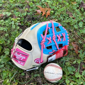 Rawlings Heart of the Hide 11.5” Standard Fit Camel/Blue/Pink