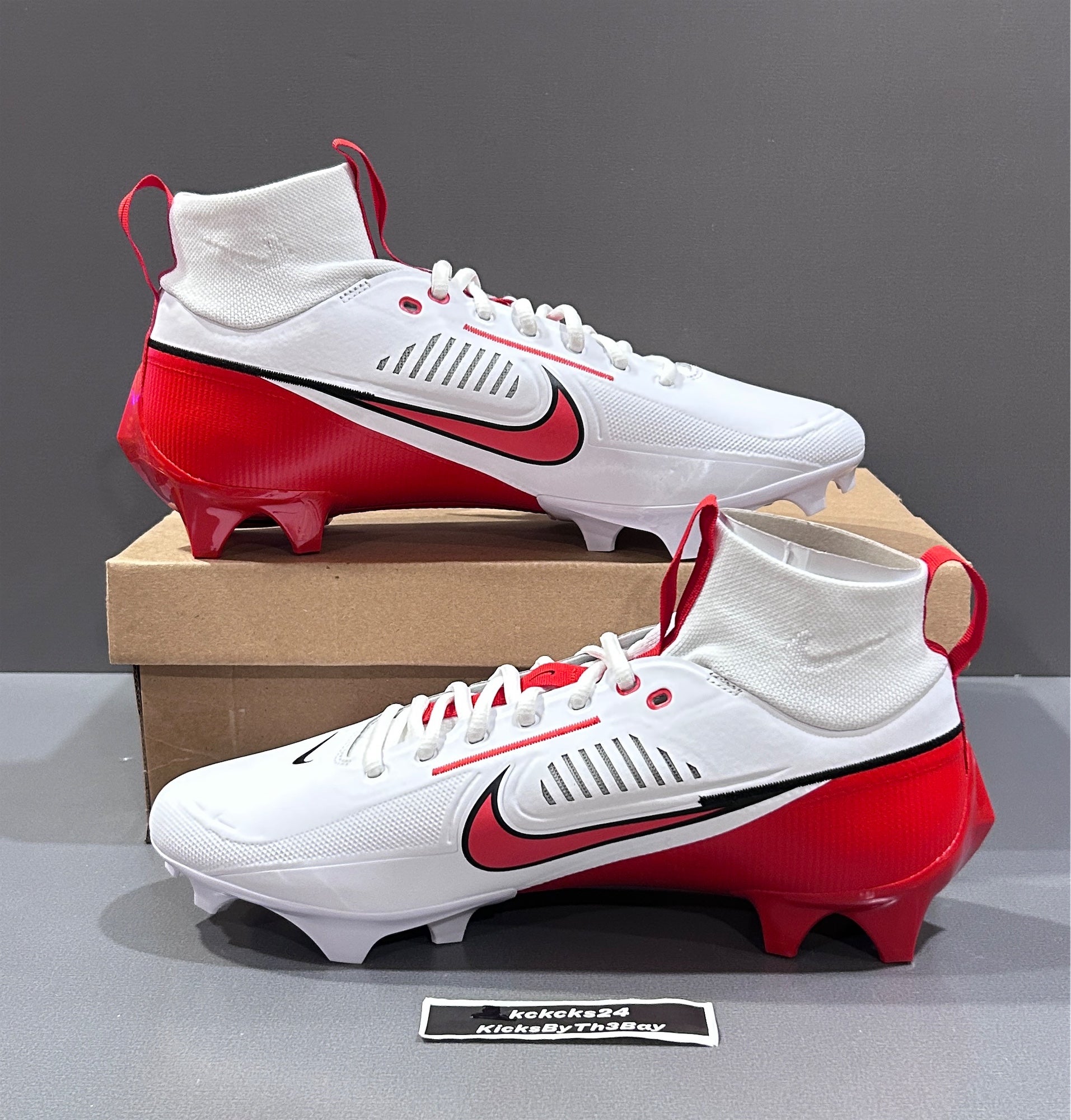 Nike Vapor Edge Pro 360 2 White/Red Football Cleats Mens Size 12.5 FN7759-108 Size 12 Nike Vapor Edge Pro 360 2 Football Cleats White Red  main image 4