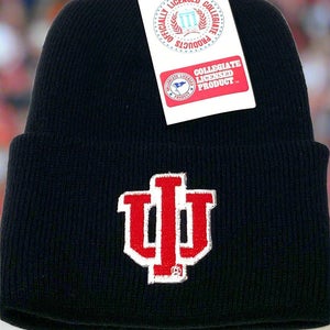 Indiana Hoosiers Vintage Late '90s NCAA Embroidered Adult Black Knit NOS Hat (New)