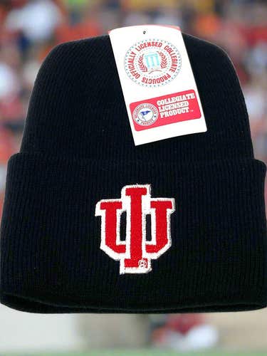 Indiana Hoosiers Vintage Late '90s NCAA Embroidered Adult Black Knit NOS Hat (New)