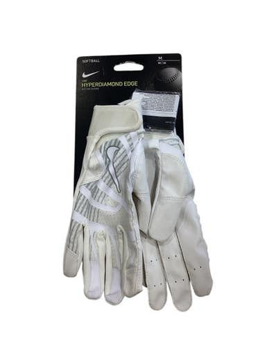 Used Nike BATTING GLOVES BB/SB Accessory White MD 11884-S000054192