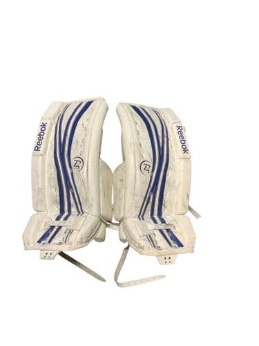 Used Reebok 14K 24+1 Goalie Leg Pads Junior White And Royal Blue 24" 11823-S000034955