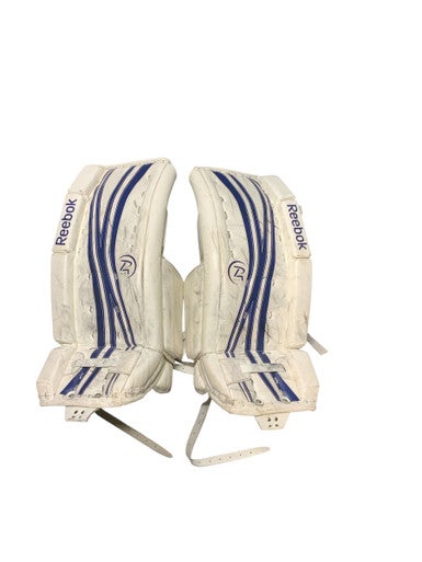 Used Reebok 14K 24+1 Goalie Leg Pads Junior White And Royal Blue 24" 11823-S000034955