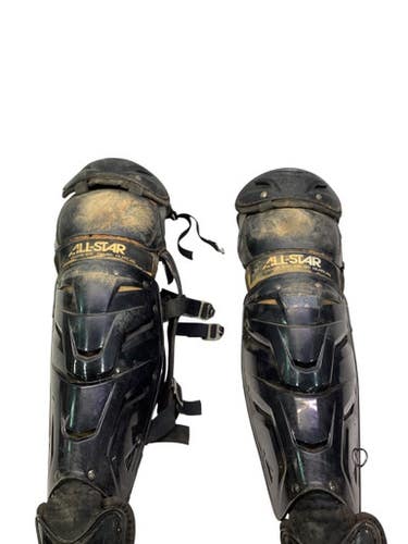 Used All-Star BLK SHIN GUARDS Catchers Leg Guards Black Intermed 11347-S000257461