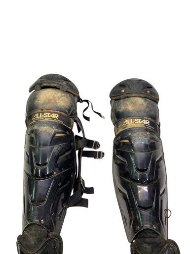 Used All-Star BLK SHIN GUARDS Catchers Leg Guards Black Intermed 11347-S000257461
