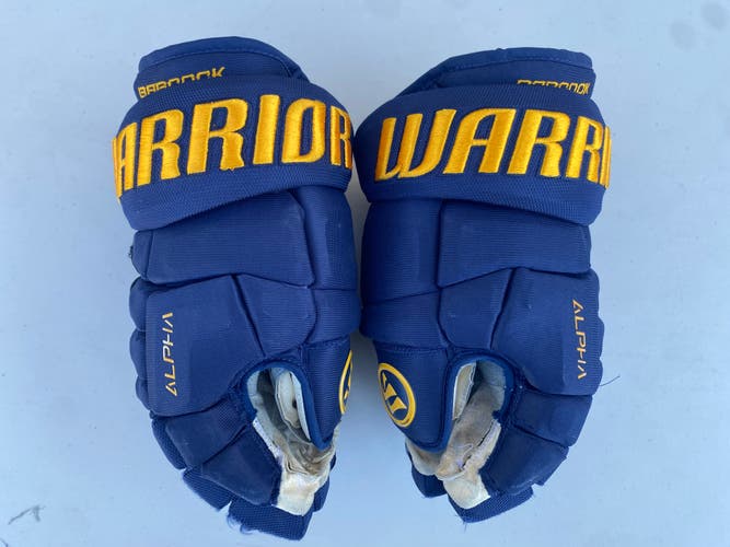 Warrior Alpha Pro Stock 14” Hockey Gloves Game Used St Louis Blues 6164