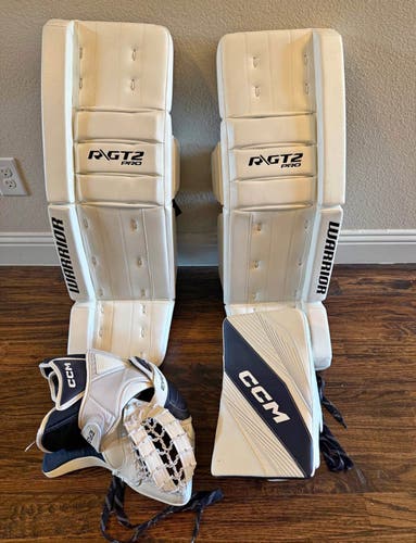 Goalie pads - Warrior GRT2 Pro 34 + 1.5 and Ccm reflex 6.9 glove and blocker