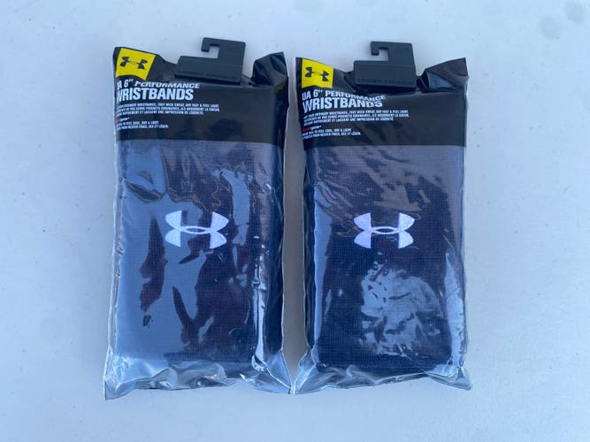 2 Pack UA UNDER ARMOUR Hockey Navy Blue 6” Sweatband Senior Adult 5863