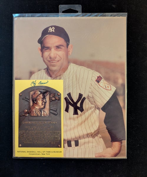 NYY Yankees Autograph Yogi Berra Signed Hall Of Fame Plaque Card with extra 8x10 photo