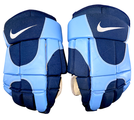 UMAINE NIKE AIR IGNITE 1 HOCKEY GLOVES 14" NAVY RARE PRO STOCK