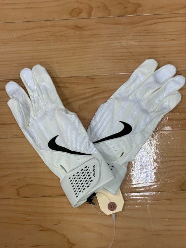 White XL Nike Alpha Elite Batting Gloves (New)