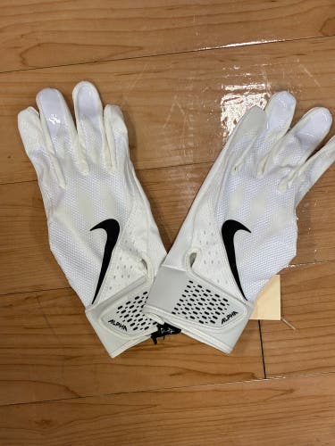 White XL Nike Alpha Elite Batting Gloves (New)