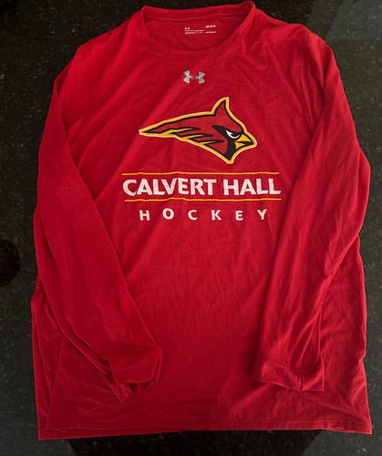 Calvert Hall Hockey Long Sleeve Shirt (Red, Adult L)