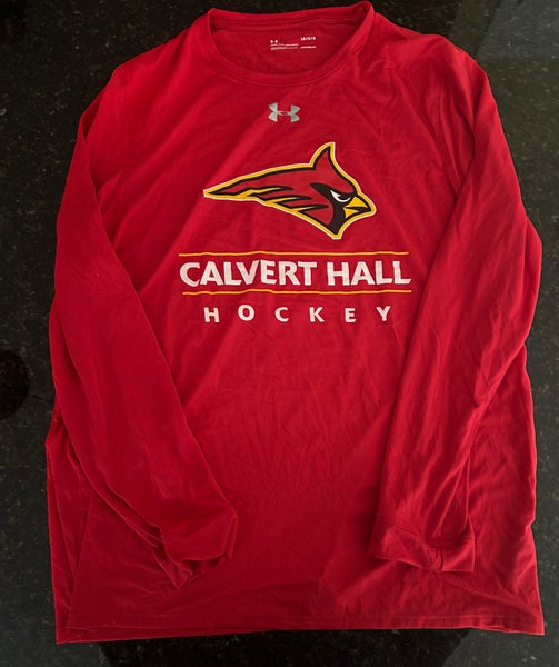 Calvert Hall Hockey Long Sleeve Shirt (Red, Adult L)