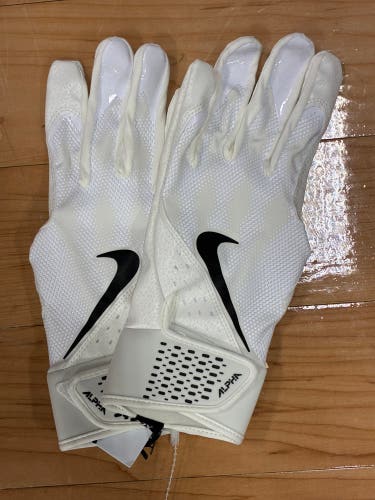 White XL Nike Alpha Elite Batting Gloves (New)