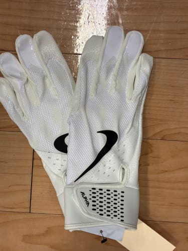White XL Nike Alpha Elite Batting Gloves (New)