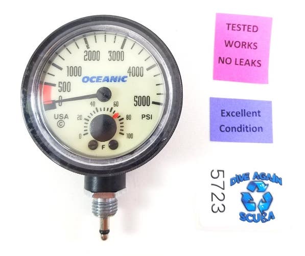 Oceanic 5000 PSI SPG Submersible Pressure Gauge + Thermometer 5,000 Scuba  #5723