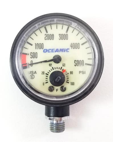 Oceanic 5000 PSI SPG Submersible Pressure Gauge + Thermometer 5,000 Scuba  #5714
