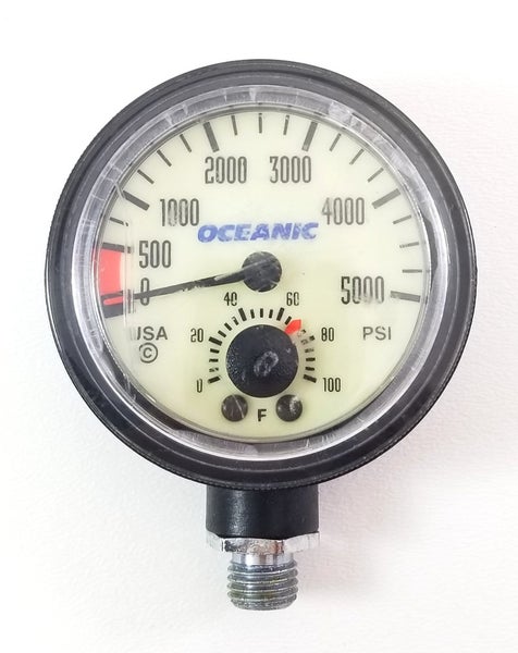 Oceanic 5000 PSI SPG Submersible Pressure Gauge + Thermometer 5,000 Scuba  #5714