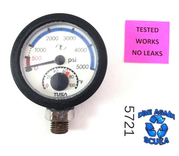 Tusa Swiv Compact 5000 PSI SPG Pressure Gauge + Thermometer Scuba Dive Oceanic