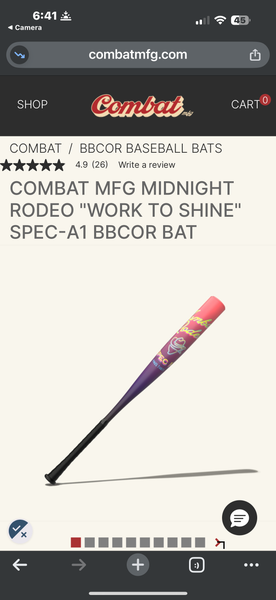 2025 Combat MFG Spec A1 Alloy BBCOR Certified Bat (-3) 30 oz 33" (New)