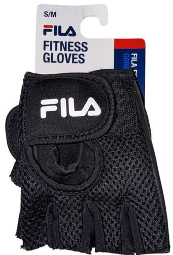 Fila Fitness Gloves Size S/M Black Core Fitness Adjustable Fit Breathable Unisex