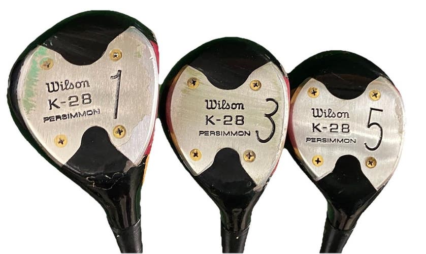 Wilson K-28 Persimmon Wood Set 1w, 3w, 5w RH Men's 11K Regular Steel Very Nice
